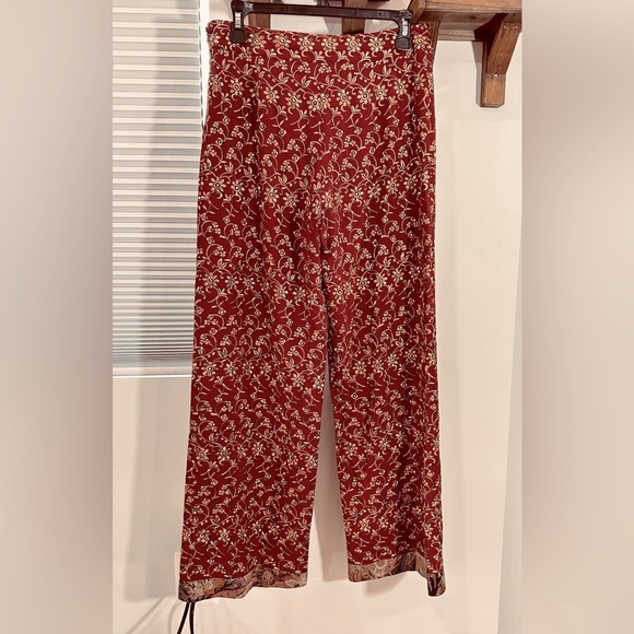 NWT ETRO Embroidered Floral Wide Leg Maroon Pants IT42 (US 6) & IT38 (US 2) - Picture 6 of 13
